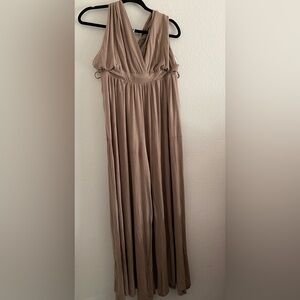 Free People Beach Jumpsuit Brown Large Halter Wide Leg Boho Lounge